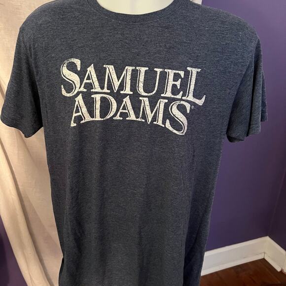SAMUEL ADAMS Shirt Mens L FOR THE LOVE OF BEER BOSTON BREWERY Cotton Blend Blue - Picture 1 of 2